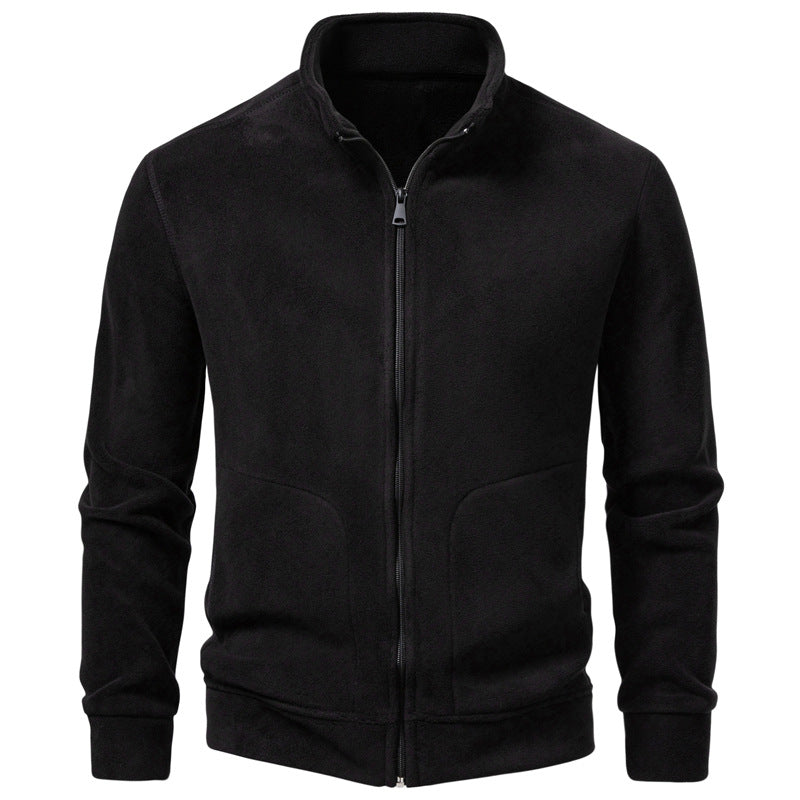 Herren Slim-Fit Fleecejacke mit Stehkragen, durchgehendem Reißverschluss und Eingrifftaschen Drune