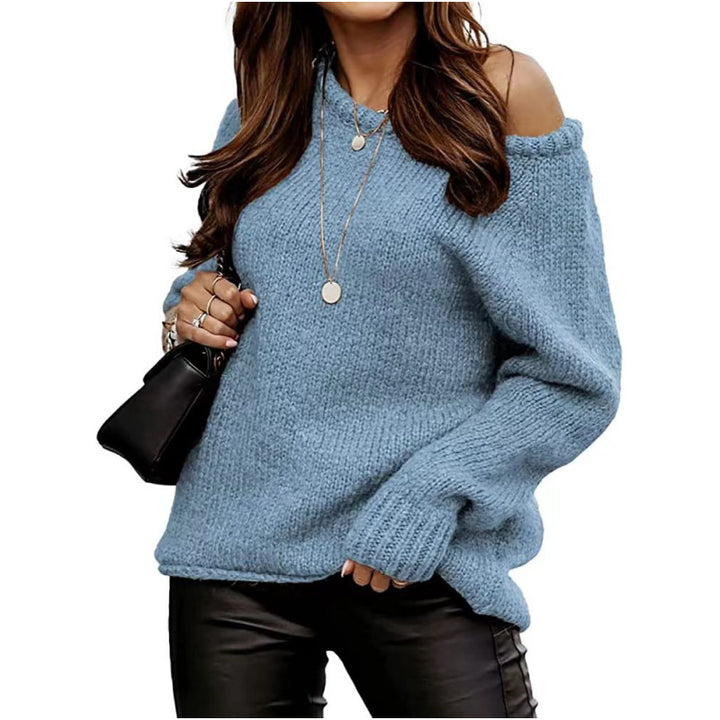 Damen moderner Strickpullover mit schulterfreiem Design und oversized Passform Drune