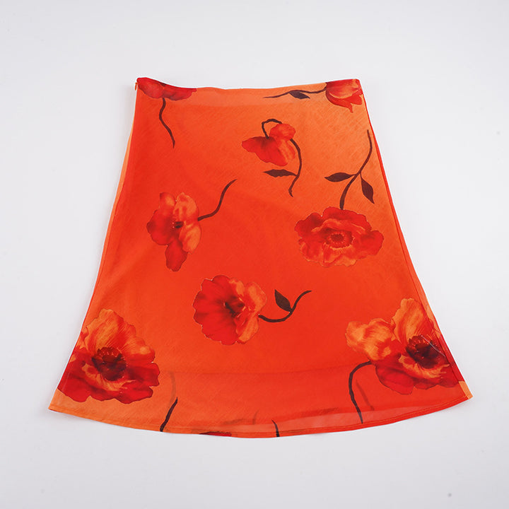 Damen luftiger Maxirock mit floralem Muster Drune