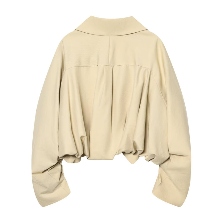 Damen Kurze geraffte Blousonjacke mit großem Peter‑Pan‑Kragen Drune