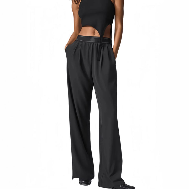 Damen Elegante Hochtaillierte Palazzo-Hosen