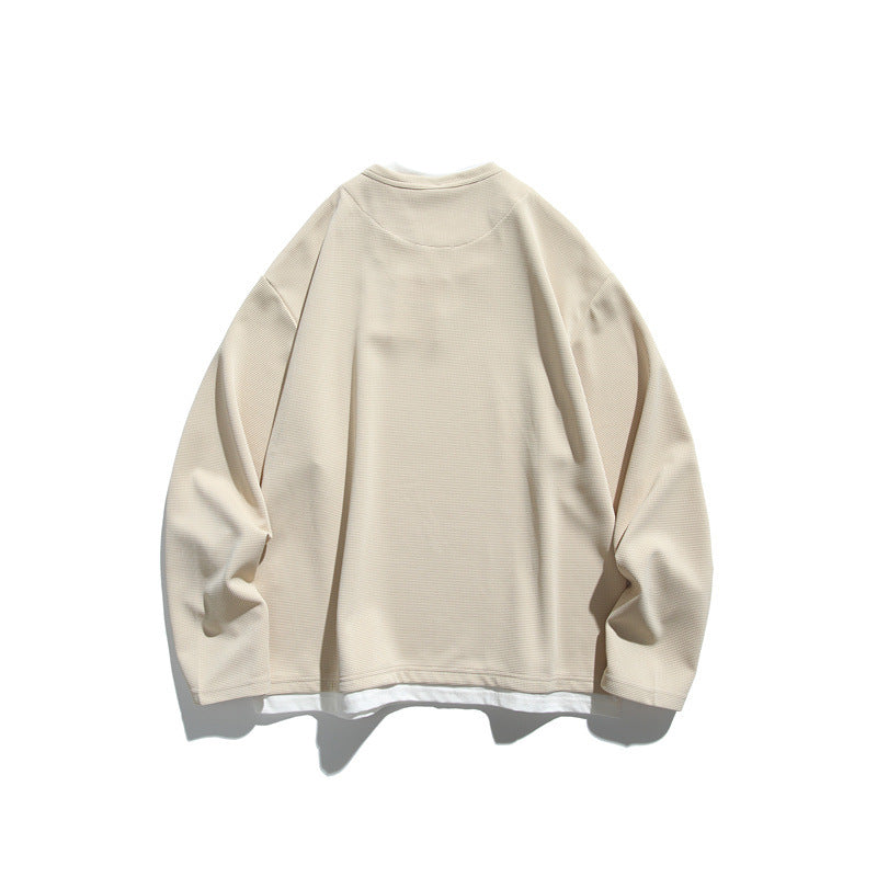 Unisex Oversize-Sweatshirt mit V‑Notch und integriertem Layer‑Look Drune
