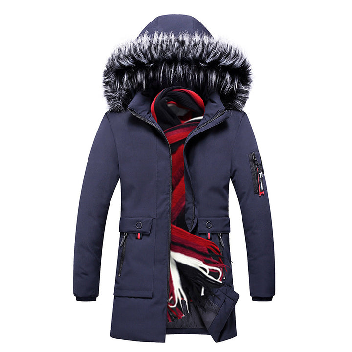Herren Parka mit Kunstfellkapuze und thermischer Isolierung sowie Multifunktions-Taschen Drune