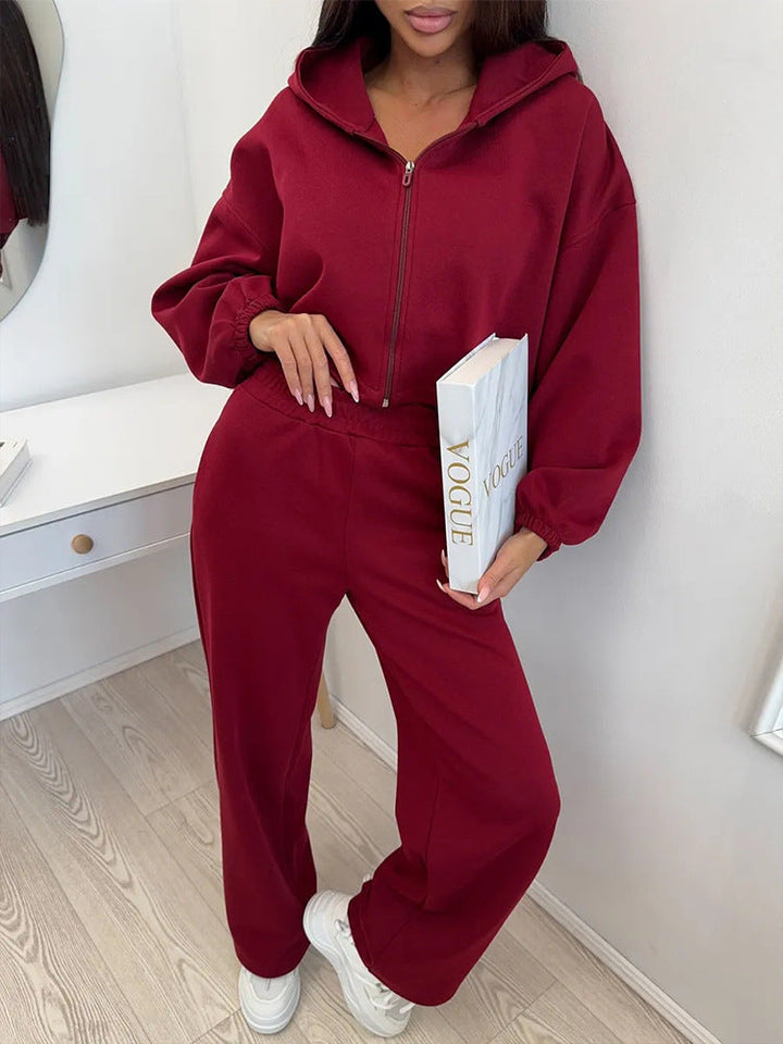 Damen lässiges Lounge-Set mit Hoodie und weiten Hosen Drune