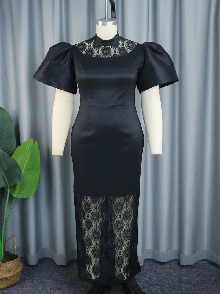 Damen Elegantes Spitze-und-Satin Abendkleid Drune