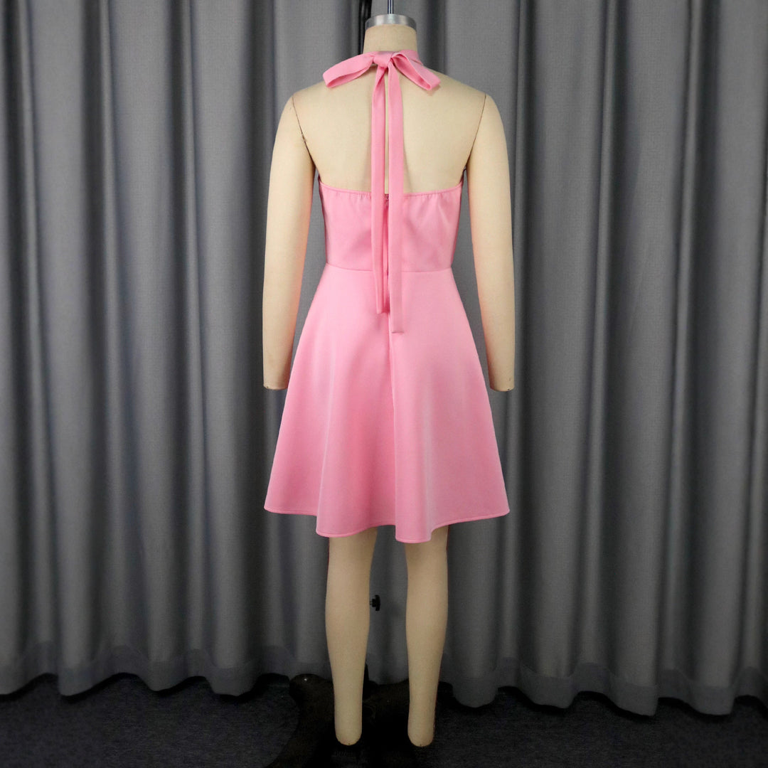 Damen A-Linien Cocktailkleid mit dekorativer Rosenapplikation Drune