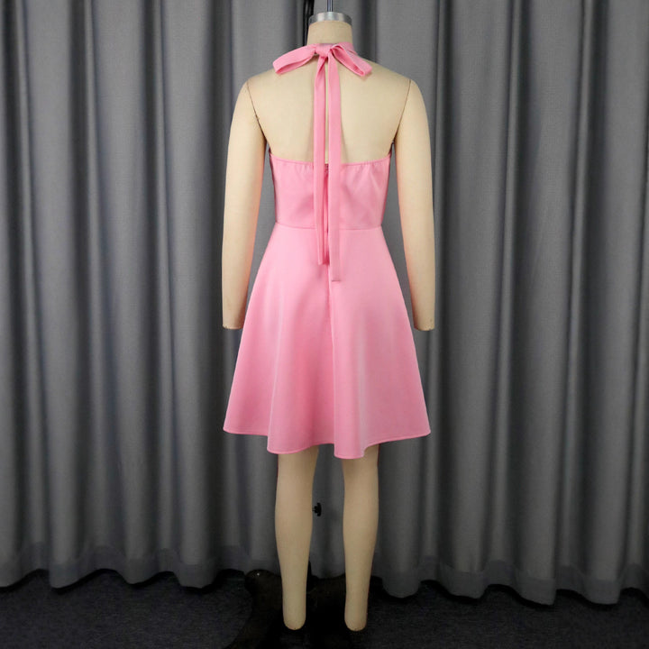 Damen A-Linien Cocktailkleid mit dekorativer Rosenapplikation Drune