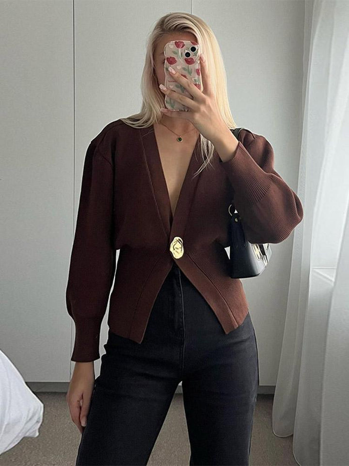 Damen modische Strickjacke mit elegantem Verschluss Drune
