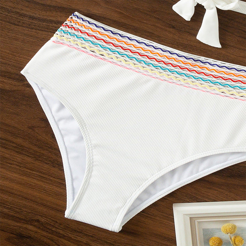 Damen Hochtailliertes Bikini-Set mit farbenfrohem Trägerdesign Drune