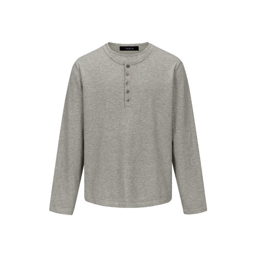 Unisex Minimalistisches Henley-Langarmshirt aus Thermo-Jersey mit Knopfleiste Drune