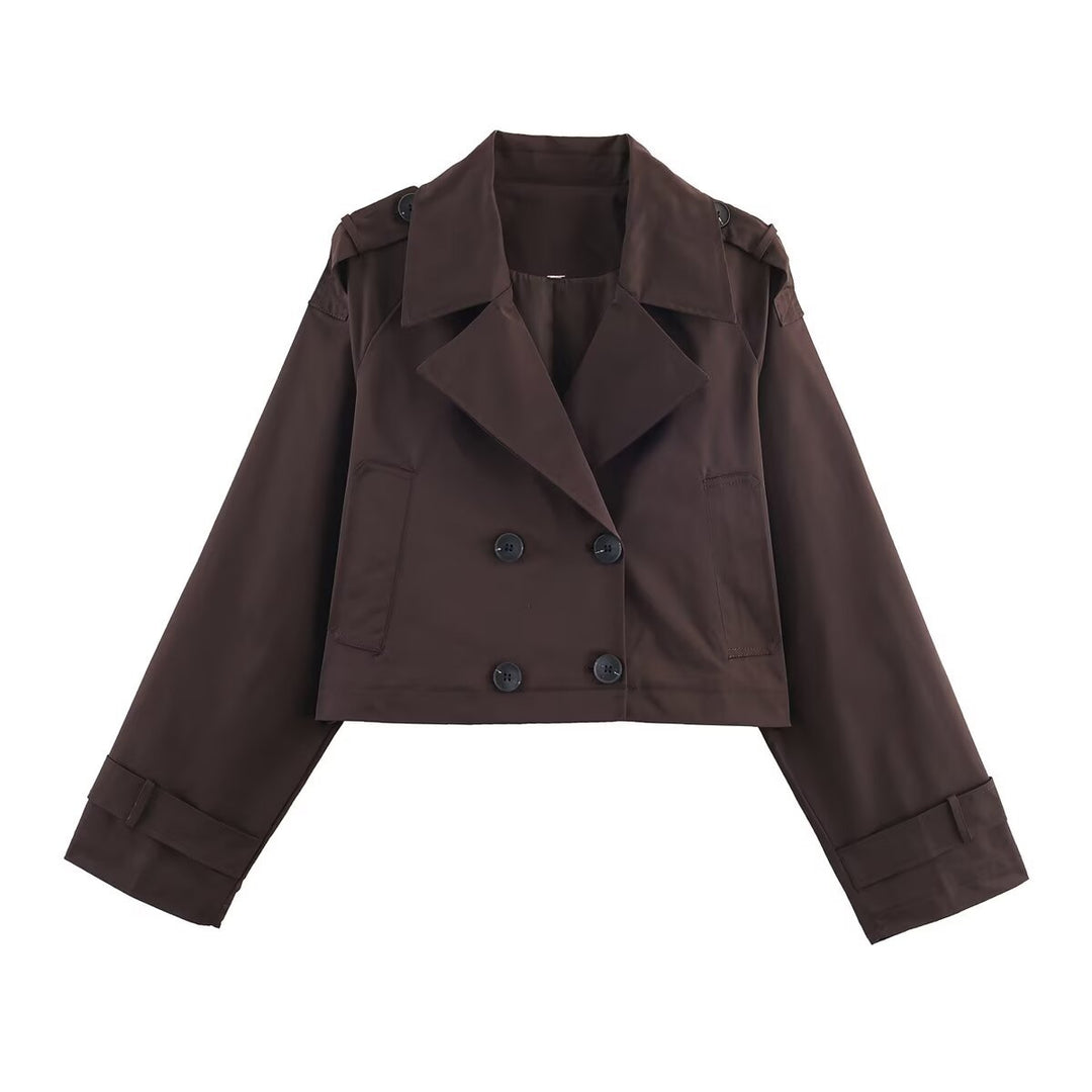 Damen modische cropped Trenchjacke Drune