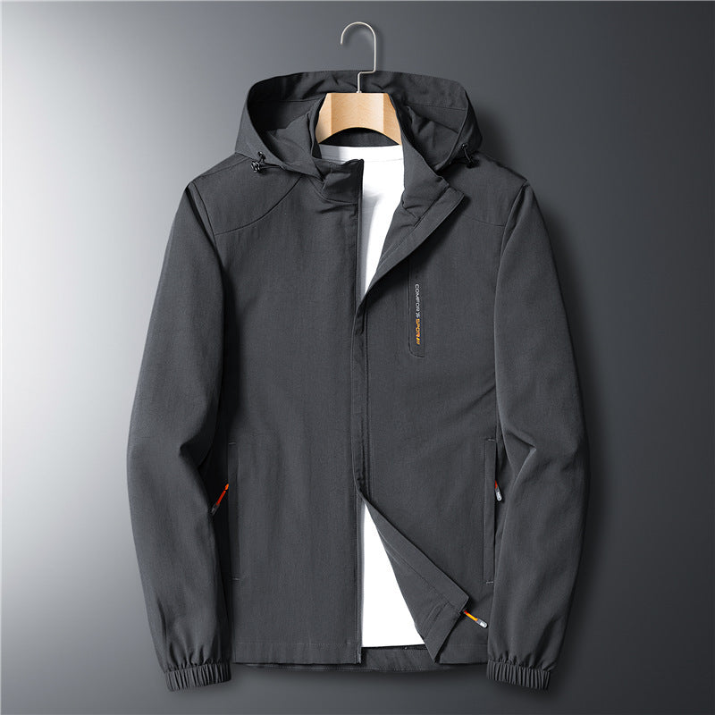 Herren Leichte Softshelljacke mit Kapuze wasserdichter Membran und Reißverschlusstaschen Drune