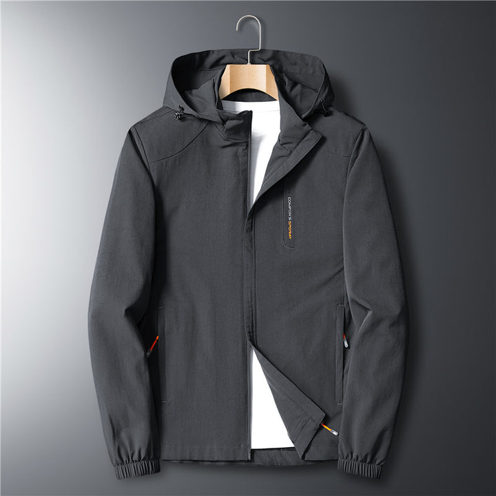 Herren Leichte Softshelljacke mit Kapuze wasserdichter Membran und Reißverschlusstaschen Drune