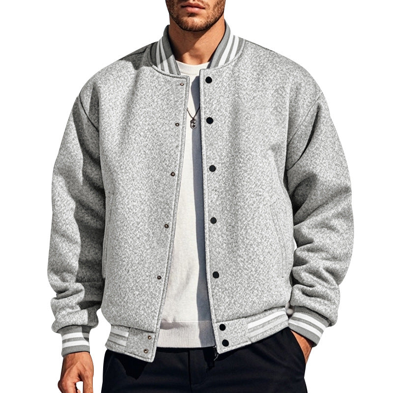 Herren nan schlanke Collegejacke im Collegestil mit Druckknopfleiste und kontrastierenden Rippbündchen Drune