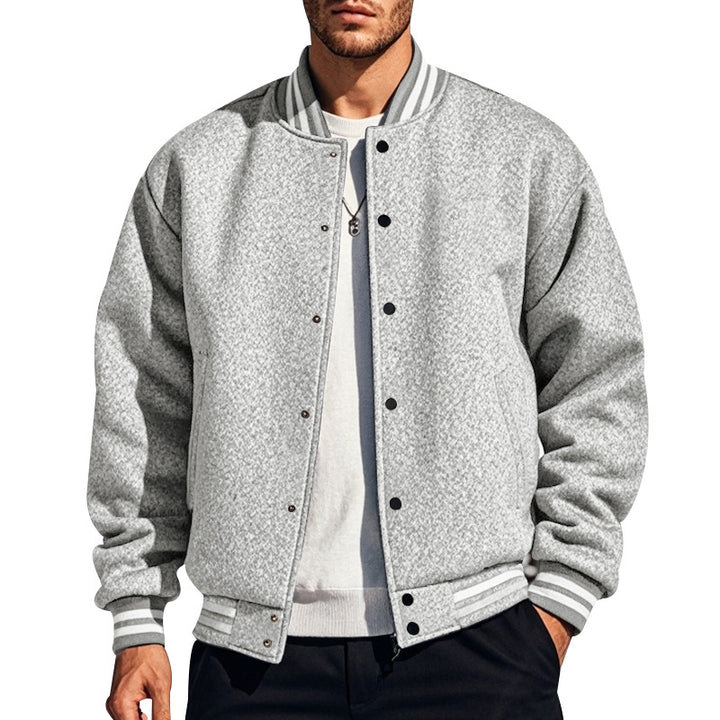 Herren nan schlanke Collegejacke im Collegestil mit Druckknopfleiste und kontrastierenden Rippbündchen Drune