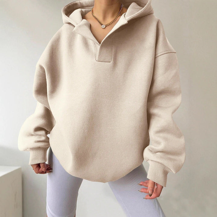 Damen Oversized Kapuzensweatshirt mit lässigem Stehkragen und langen Ärmeln Drune