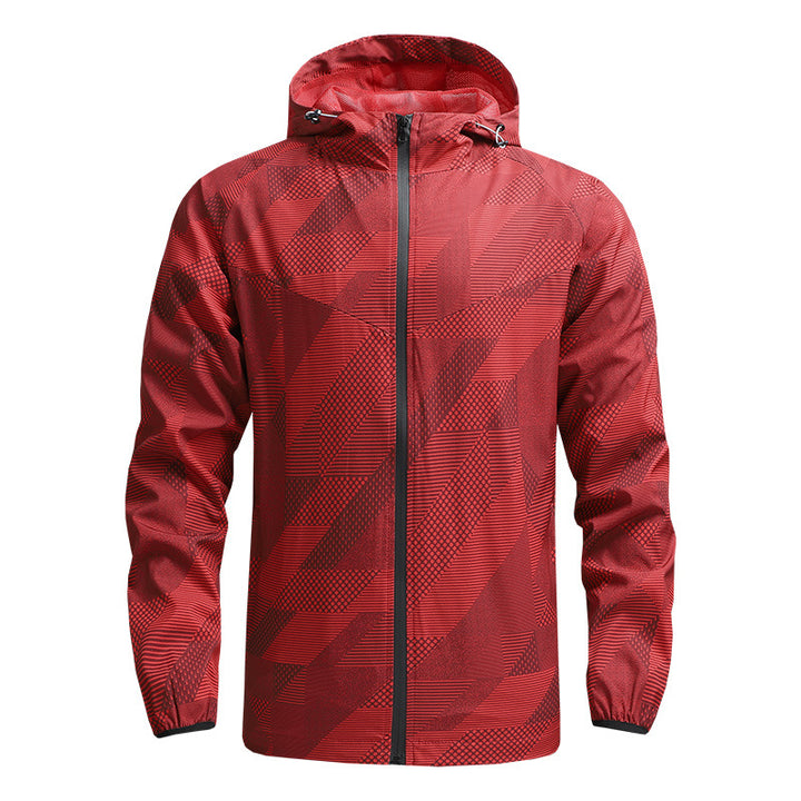 Herren ultraleichte Kapuzen-Trainingsjacke mit winddichter Oberfläche und Packfunktion Drune