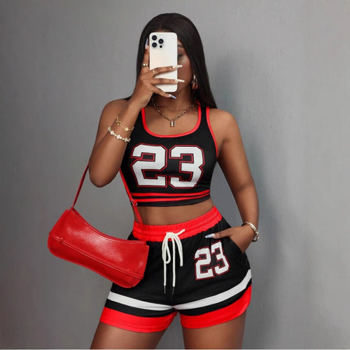 Damen Sportliches Freizeit-Outfit mit Crop-Top und Shorts Drune