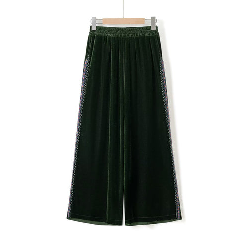 Damen Palazzo-Hose aus luxuriösem Samt mit seitlichen Glitzerelementen Drune