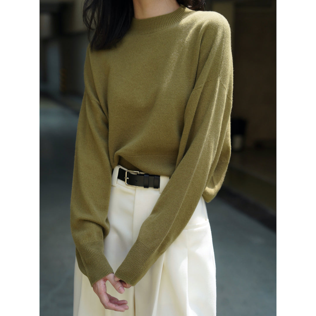 Damen Relaxter Feinstrick-Pullover mit überschnittener Schulter und Rundhalsausschnitt Drune
