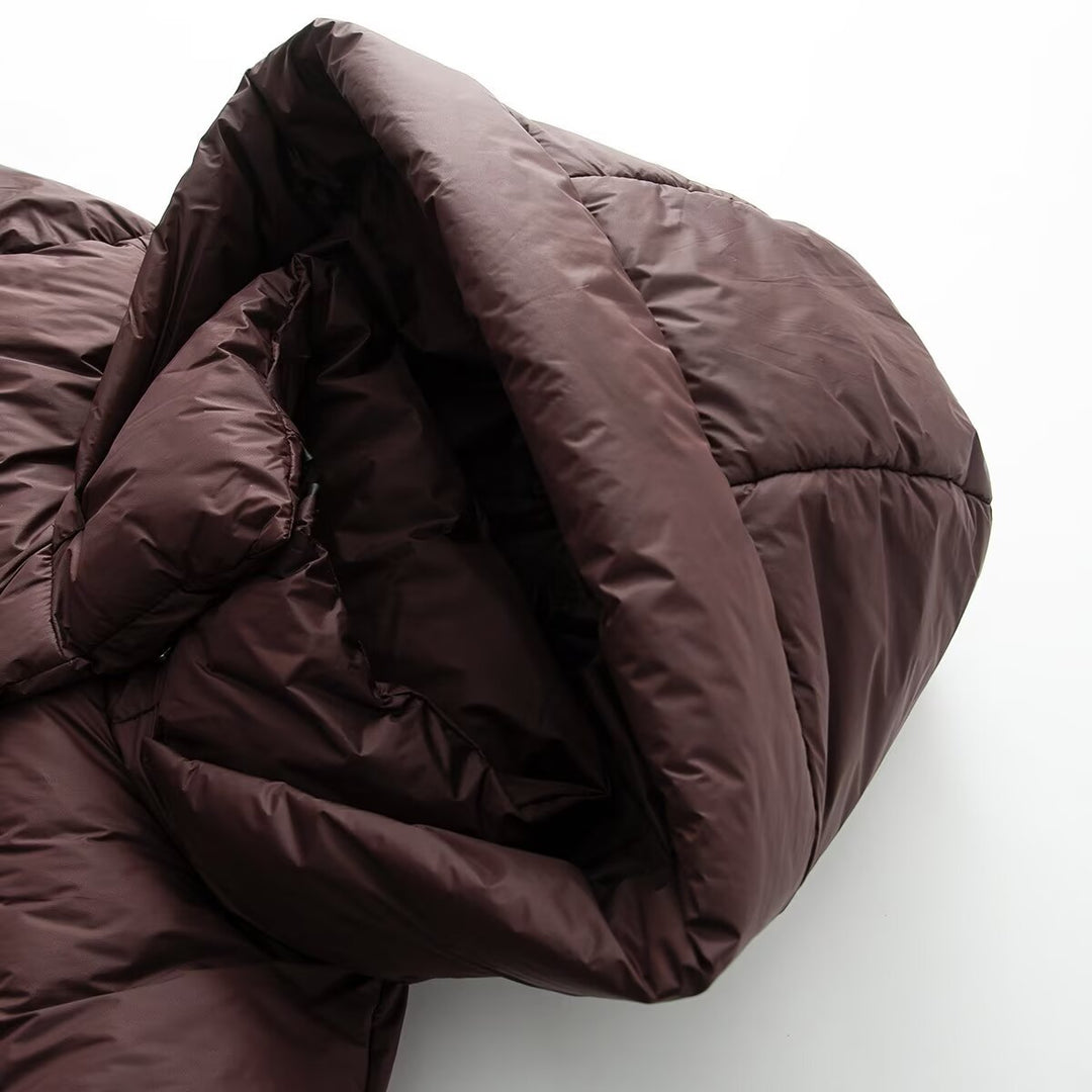 Damen Boxy‑Steppjacke mit Kapuze, hohem Stehkragen und Rippbündchen Drune