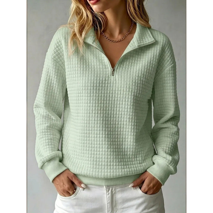Damen Stepp-Sweatshirt mit halbem Reißverschluss und Kachelstruktur Drune