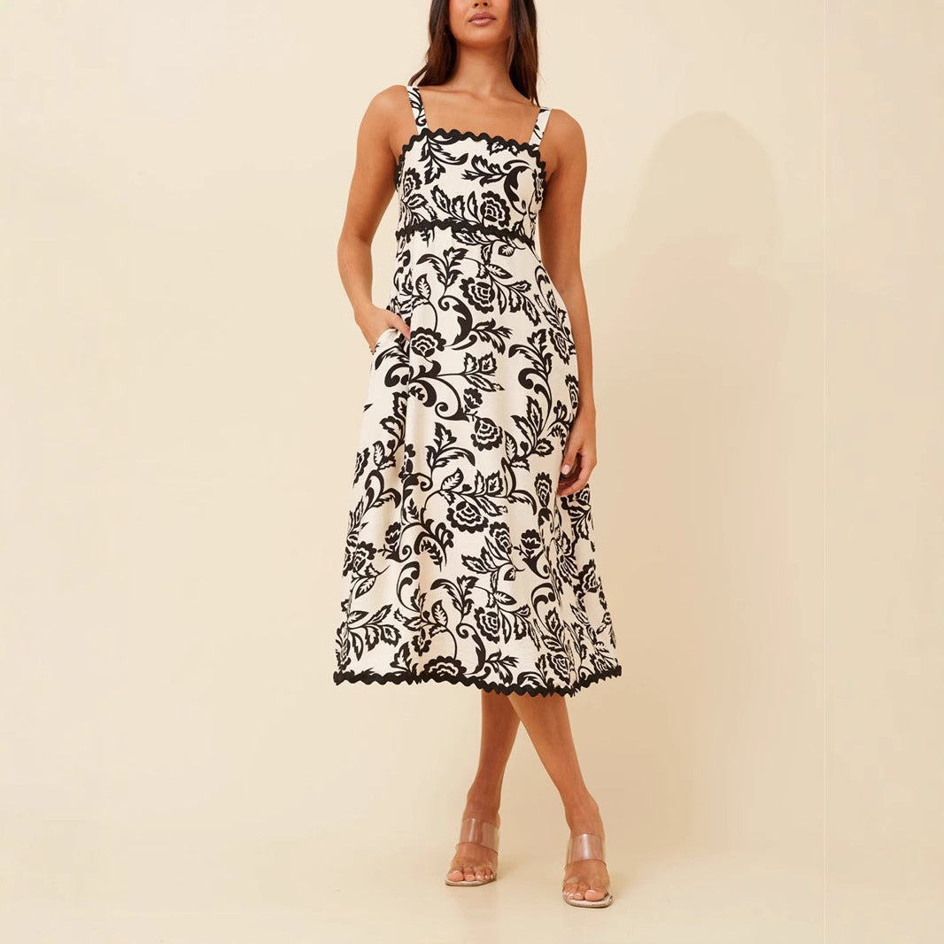 Damen Maxikleid mit floralem Design und praktischen Taschen Drune