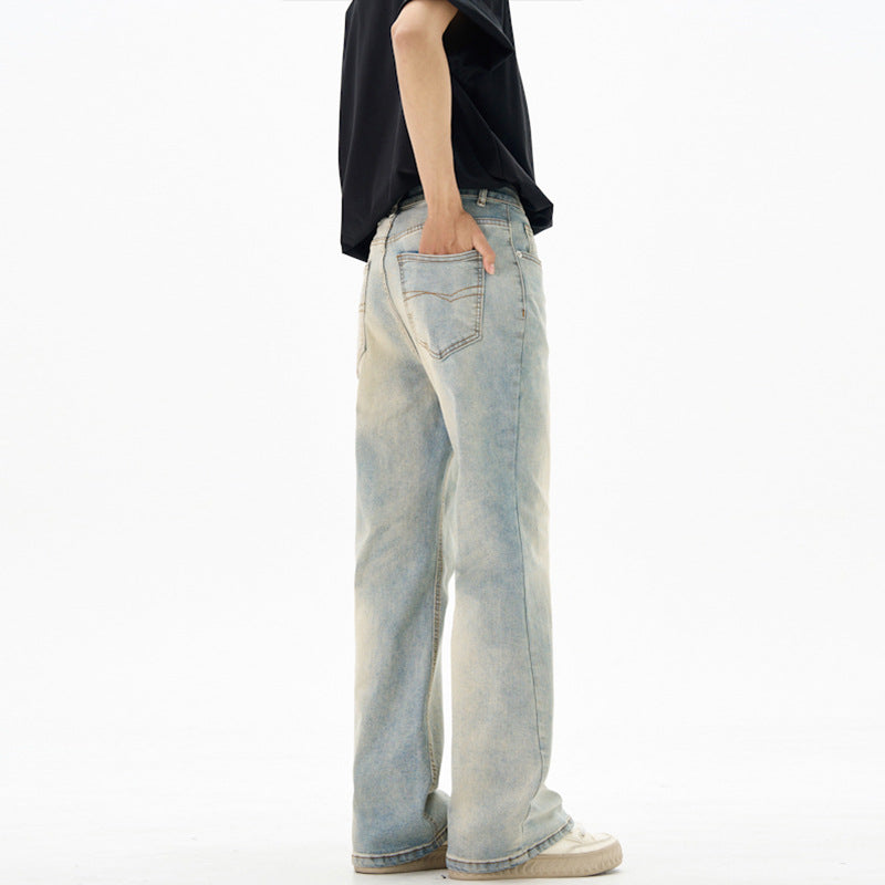Damen Bodenlange Flared-Denim-Jeans mit extra weitem Bein und niedriger Bundlinie Drune