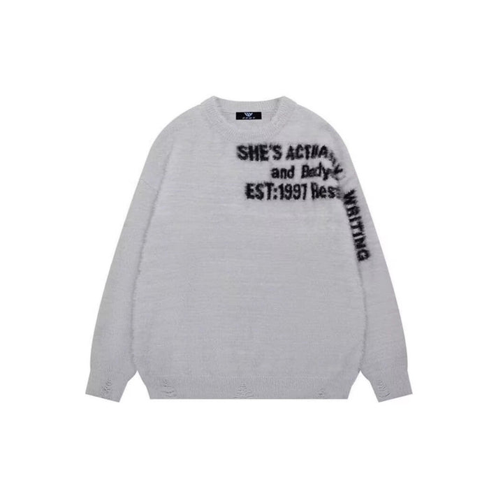 Damen Lässiger Oversized Pullover mit grafischem Print Drune