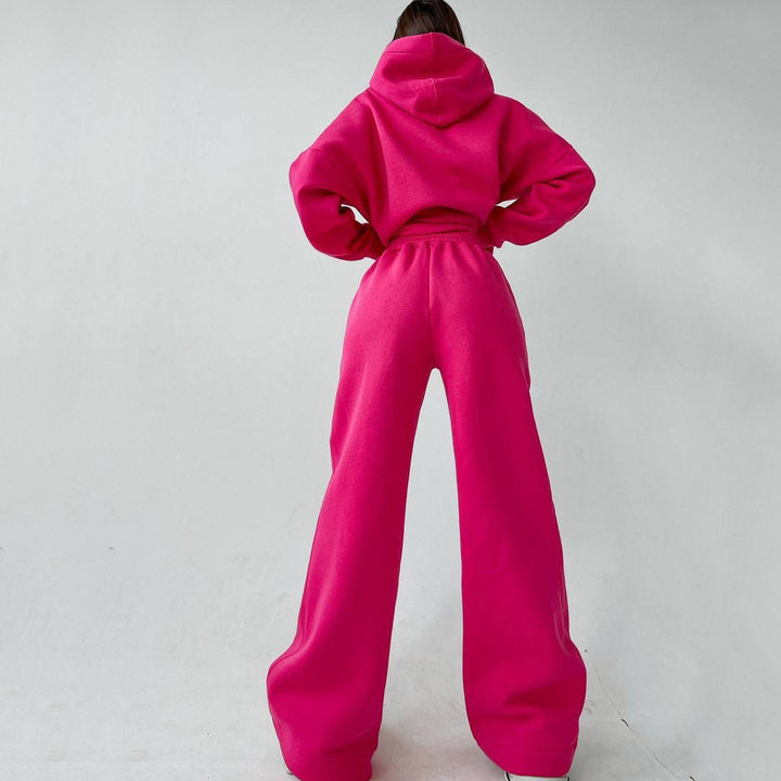 Damen zweiteiliges Lounge-Set mit sculpting High Waist Palazzohose und oversized Kapuzenhoodie Drune