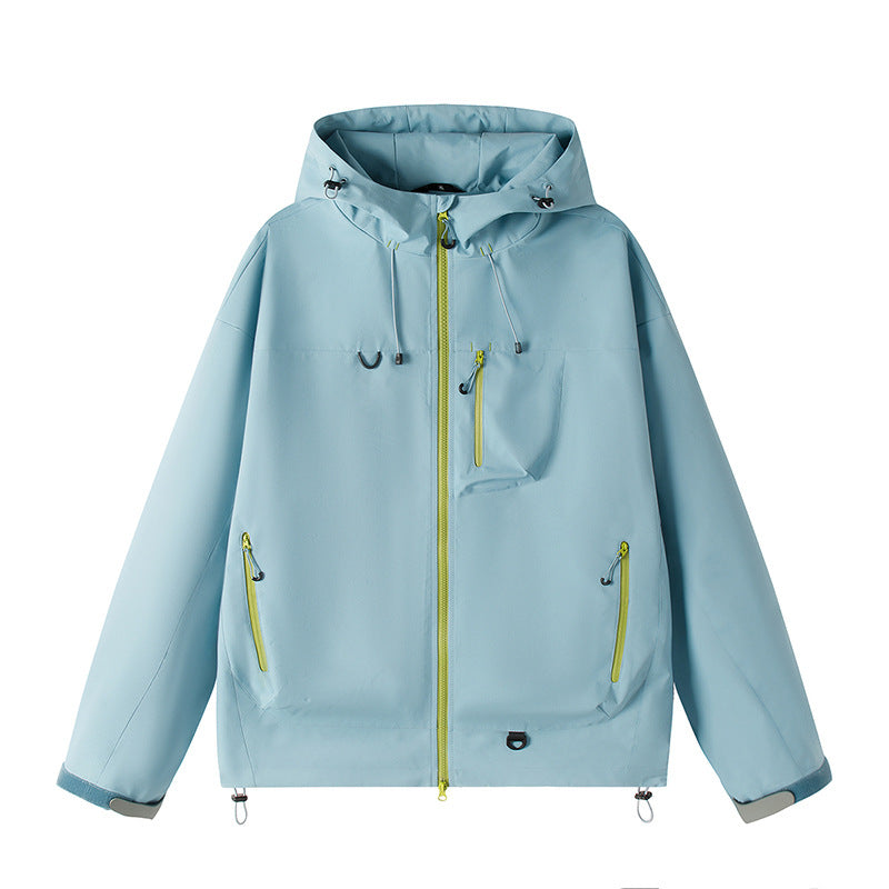 Herren Leichte Tech-Softshelljacke mit Kapuze, verstellbarem Saum und Kontrast-Reißverschlüssen Drune