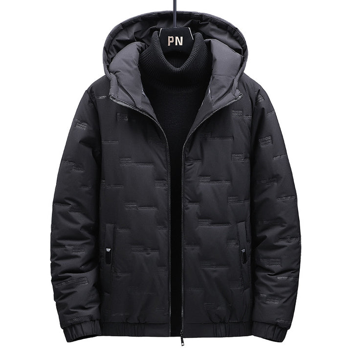 Herren Wattierte Kapuzenjacke mit geometrischer Steppung und winddichtem Saum Drune