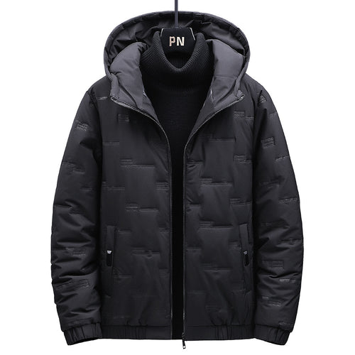 Herren Wattierte Kapuzenjacke mit geometrischer Steppung und winddichtem Saum Drune