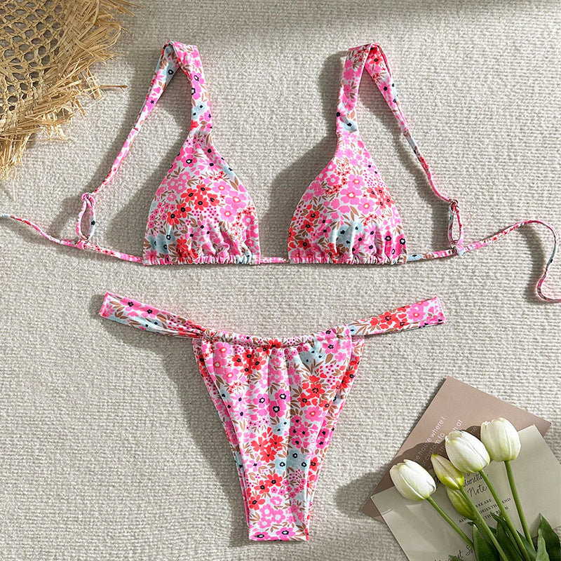 Damen Triangel-Bikini mit verstellbaren Trägern und floralem Design Drune