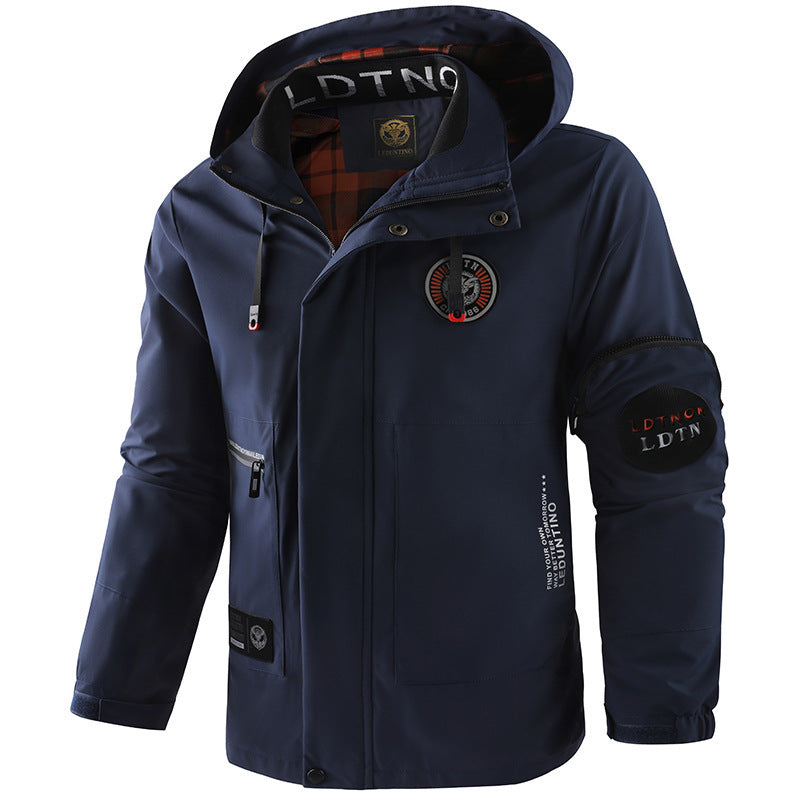 Herren nan urbaner Softshell-Parka mit Kapuze, verdecktem Zweiwege-Reißverschluss und Ärmeltasche Drune