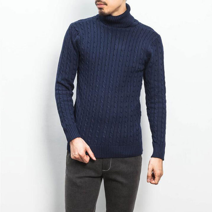 Herren nan Feinstrick-Rollkragenpullover mit Zopfmuster und schmaler Silhouette Drune