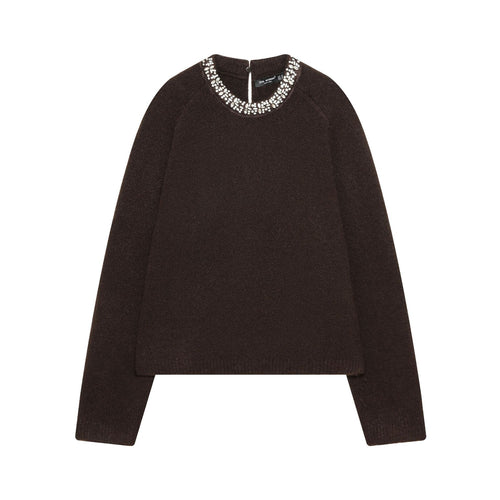 Damen nan cropped Strickpullover mit Schmuckkragen und Raglanärmeln Drune