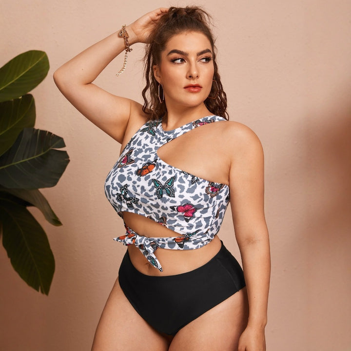 Damen Crop-Bikini-Oberteil mit modischem Bindedesign Drune