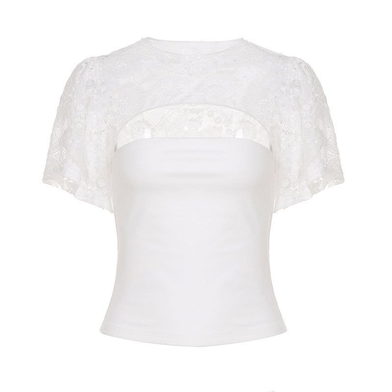 Damen Spitzenbluse mit weiten Ärmeln und elegantem Schnitt Drune