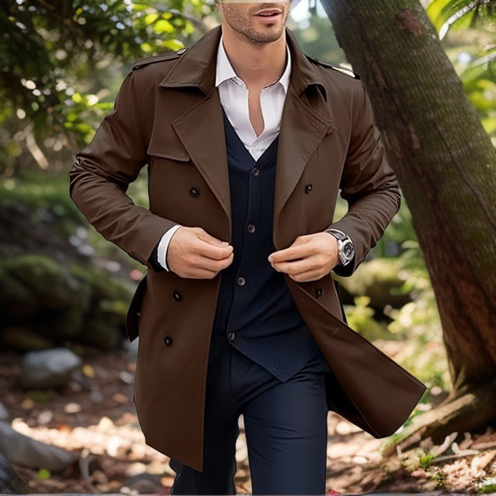Herren klassischer Trenchcoat im zeitlosen Design mit knöpfbaren Taschen Drune