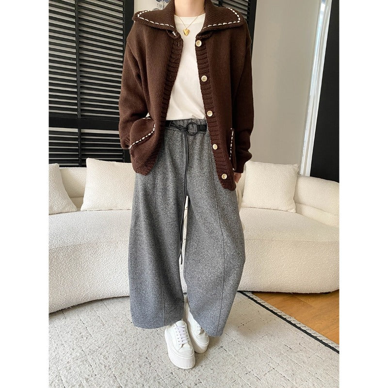Damen gemütliche Strickjacke mit dekorativen Knöpfen und Taschen Drune