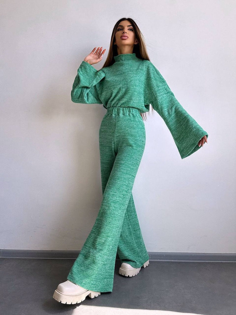 Damen Loungewear-Set mit weitem Schnitt und modernem Rippdesign