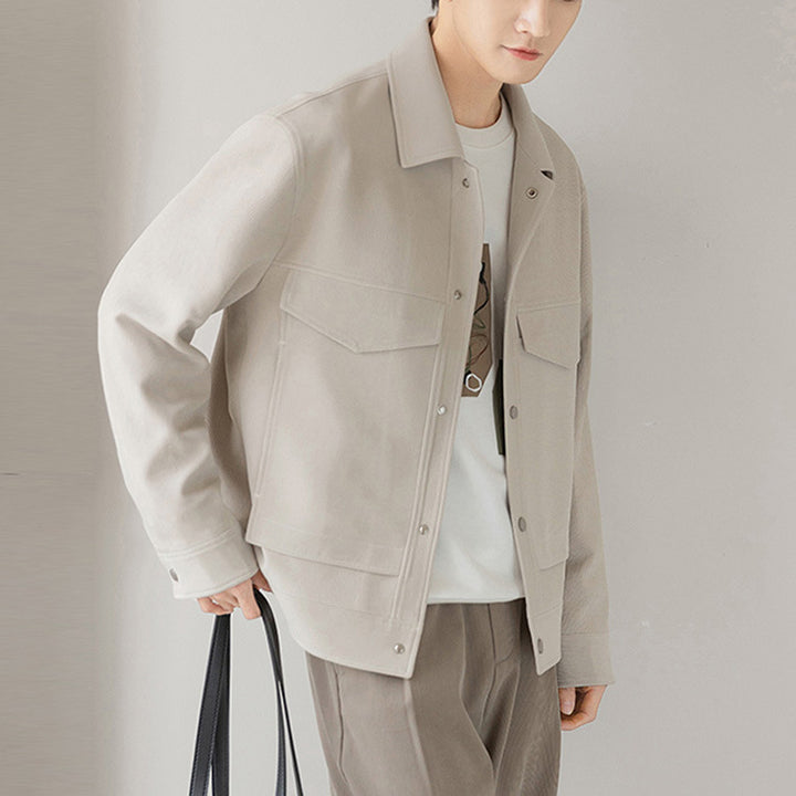 Herren Boxy Overshirt-Jacke mit Druckknöpfen und aufgesetzten Taschen Drune