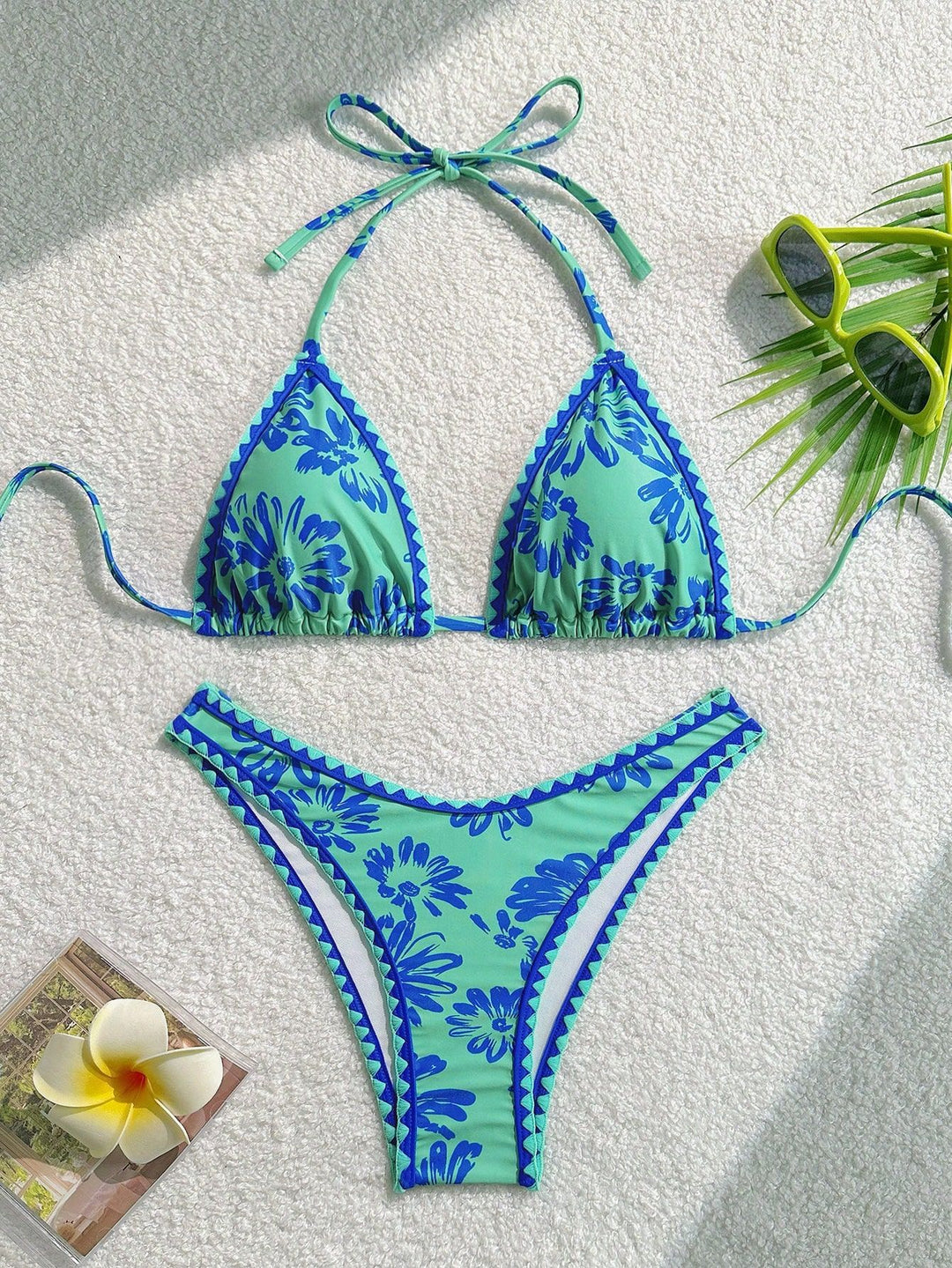 Damen Triangel-Bikini mit verspieltem Blumenmuster Drune
