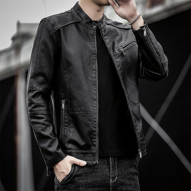 Herren Elegante Kunstlederjacke Drune