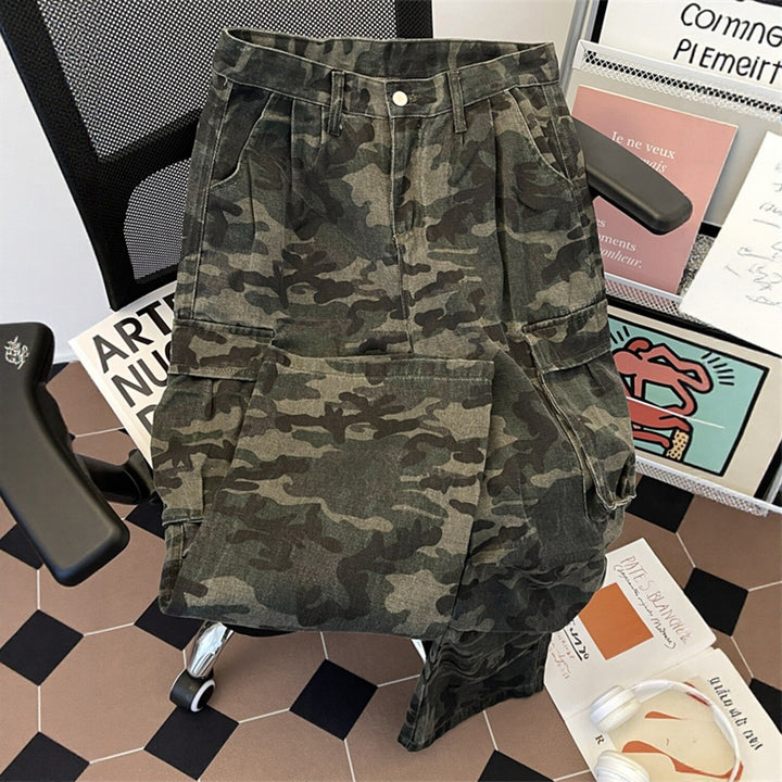 Damen Modische Cargo-Hose mit Camouflage-Muster Drune