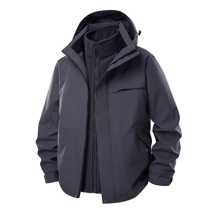 Herren Wasserdichte Outdoor-Jacke mit verstellbarer Kapuze Drune