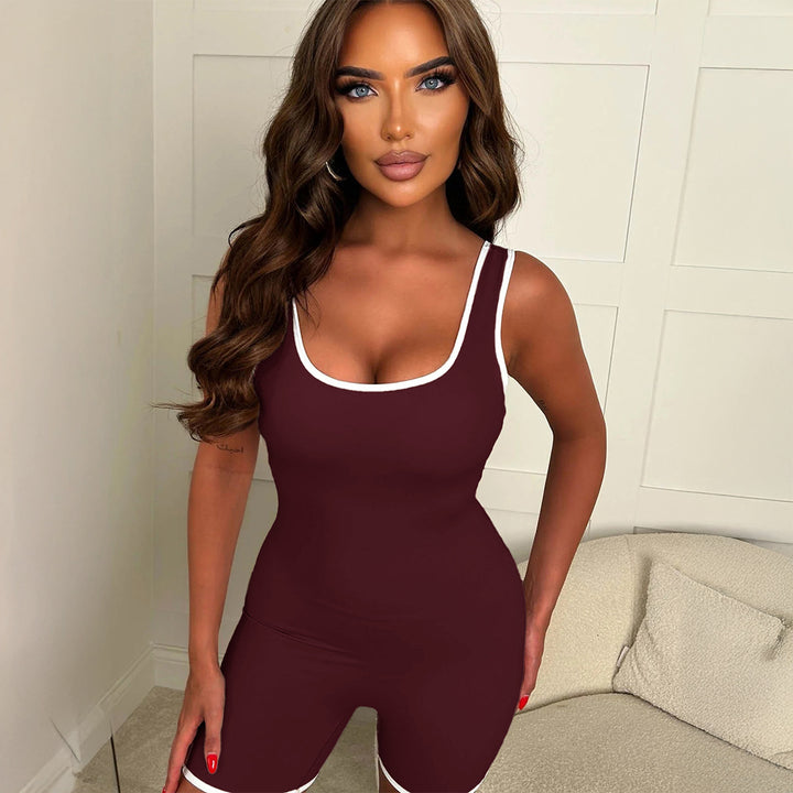 Damen Sportlicher Jumpsuit mit dekorativen Kontrastnähten und figurformendem Schnitt Drune