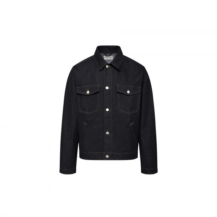 Unisex Zeitlose Boxy-Denimjacke im Worker-Look mit Pattentaschen und Metallknopfleiste Drune
