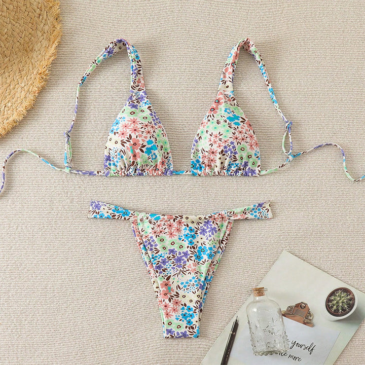Damen Triangel-Bikini mit floralem Muster und verstellbaren Trägern Drune 1779790786